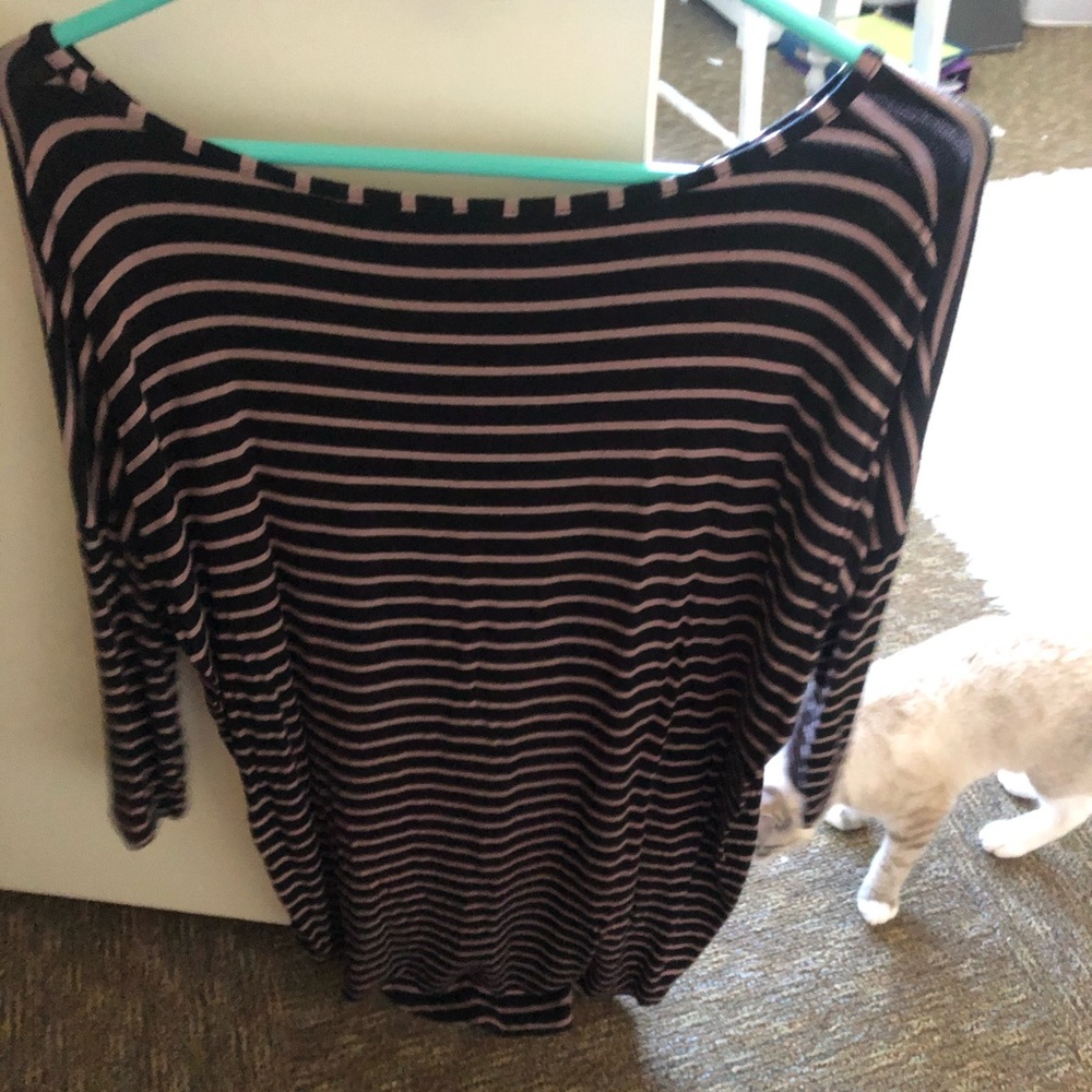 Black and brown striped high low shirt